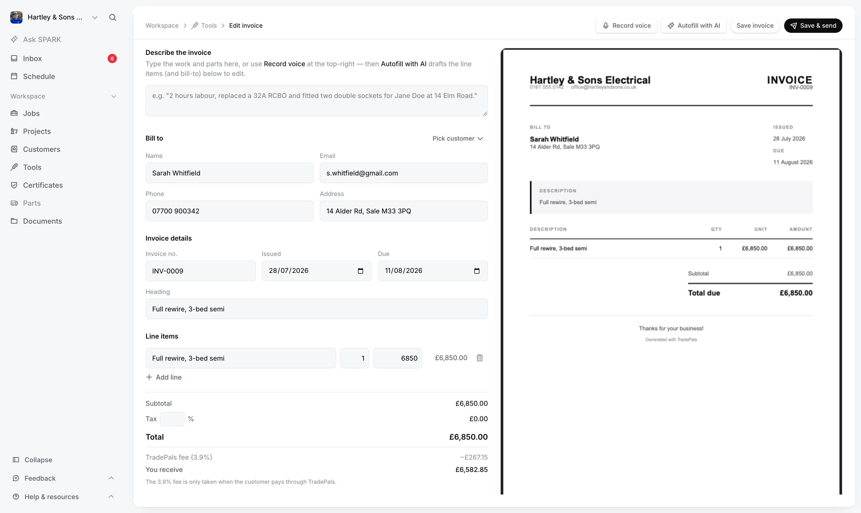 The invoice builder